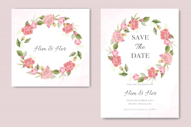 Wedding invitation rose flower vector