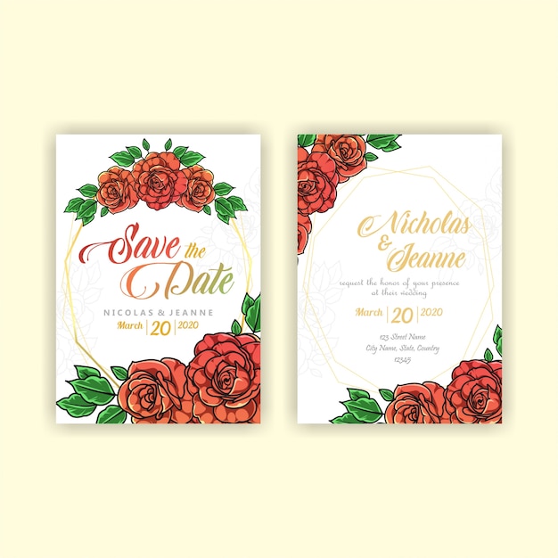 Wedding invitation roses style