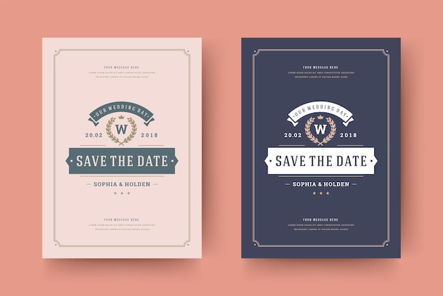Wedding invitation save the date card typographic elegant template vector illustration