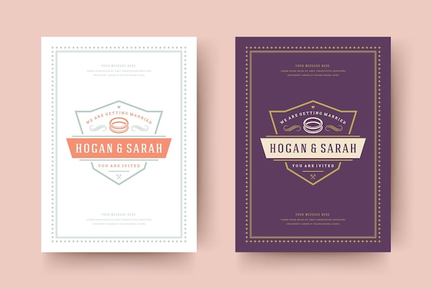 Wedding invitation save the date card typographic elegant template vector illustration