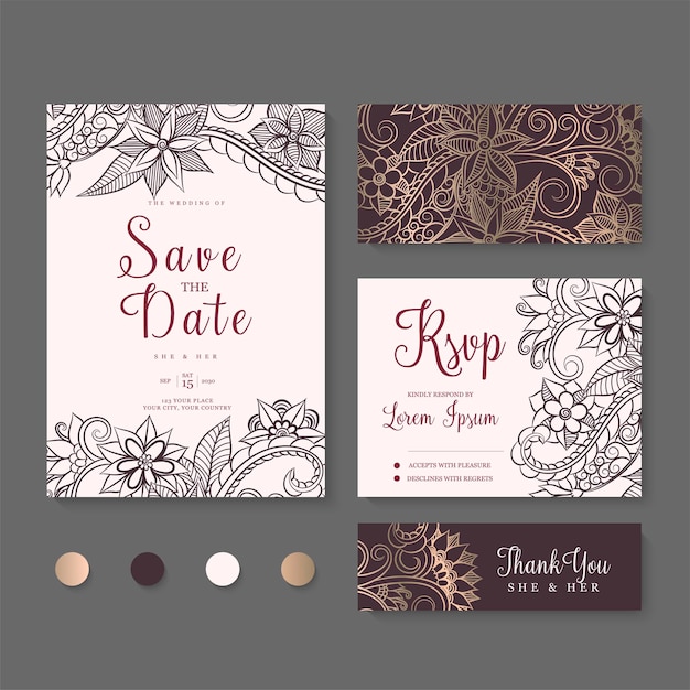 Wedding invitation, save the date. design template.