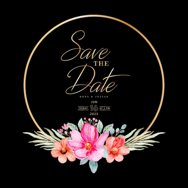 Wedding invitation save the date floral design.