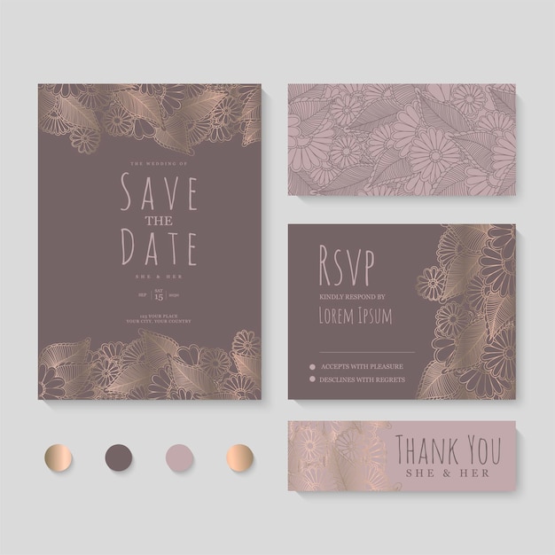 結婚式の招待状、日付を保存します。デザインテンプレート。
