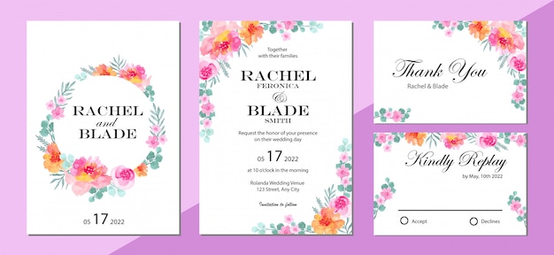 Wedding invitation set, invitation card, thank you, rsvp