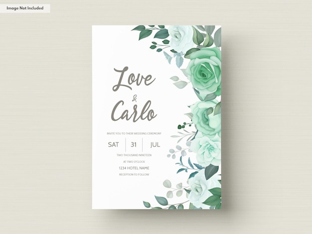 Wedding invitation set template with greenery floral