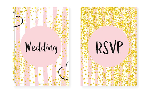 Wedding invitation set with dots and sequins Bridal shower card