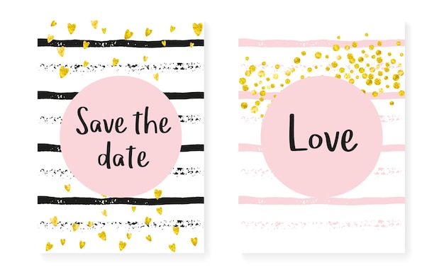 Wedding invitation set with dots and sequins Bridal shower card