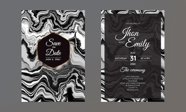 Wedding invitation set with watercolor texture abstract theme simple and luxury