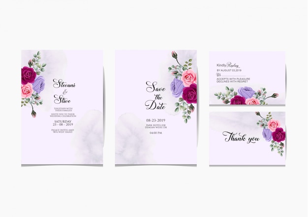 Vector wedding invitation set