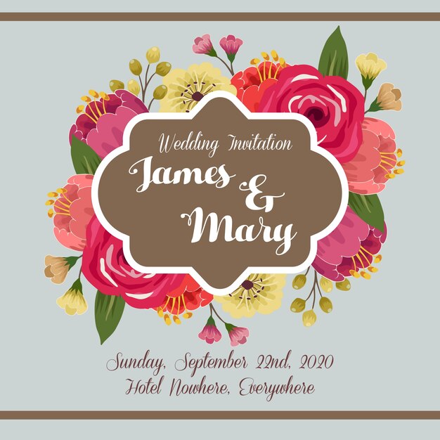 Vector wedding invitation spring flower