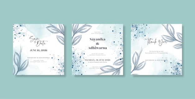 Wedding invitation square set for social media