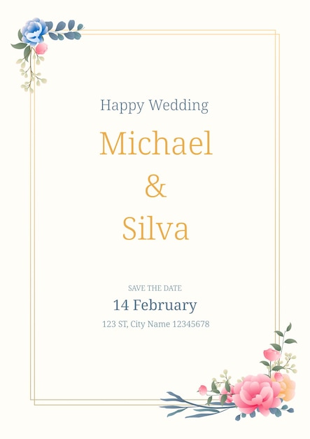 Wedding invitation template Premium Vector