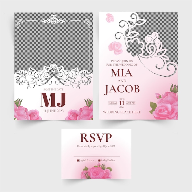 Wedding Invitation Template Set with Picture Holder