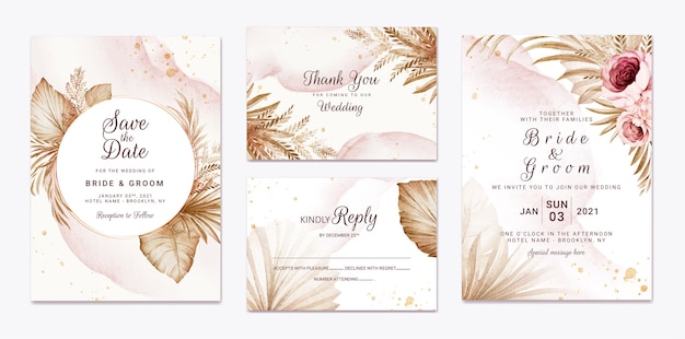 Wedding invitation template set