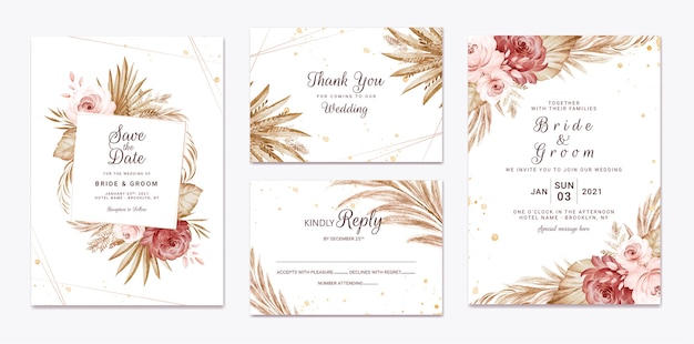 Wedding invitation template set