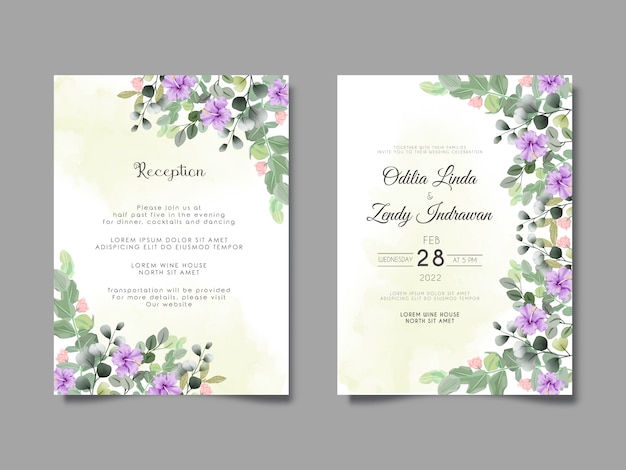 wedding invitation template with beautiful and editable floral