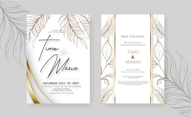 Wedding invitation template with beautiful floral ornament vector illustration