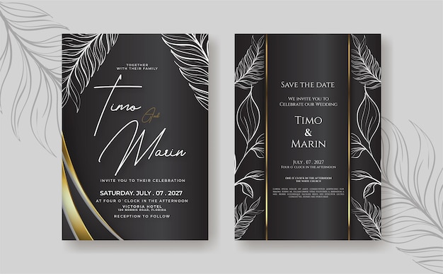 Vector wedding invitation template with beautiful floral ornament vector illustration