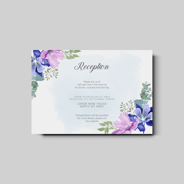 wedding invitation template with beautiful flower  