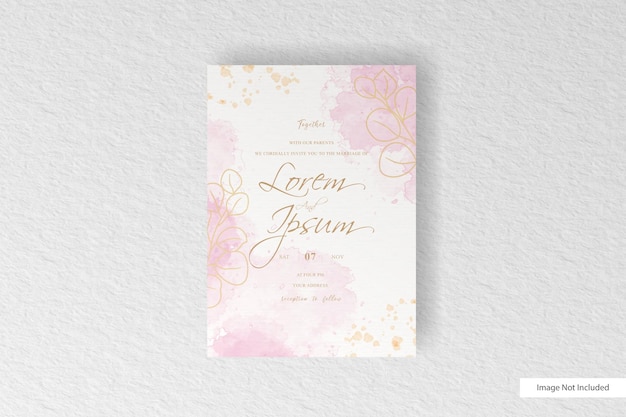   Wedding Invitation template with colorful watercolor splash and Hand drawn   watercolor