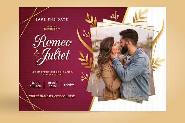 Wedding invitation template with image