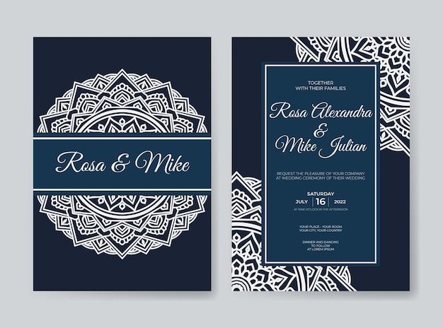 Vector wedding invitation template with luxury mandala decoration