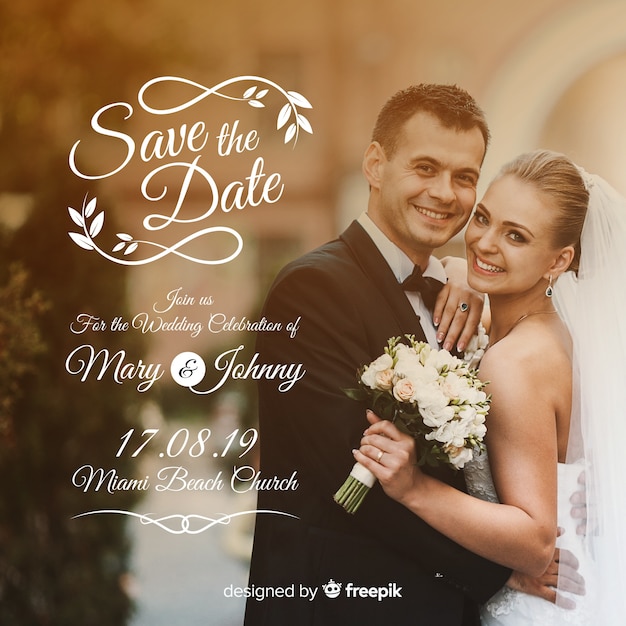 Wedding invitation template with photo