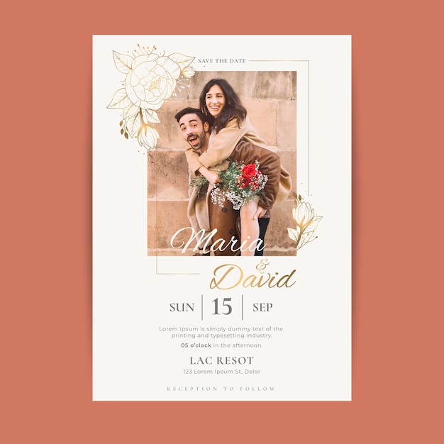 wedding invitation template with photo