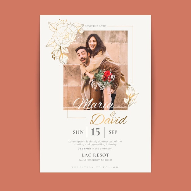 Wedding invitation template with photo