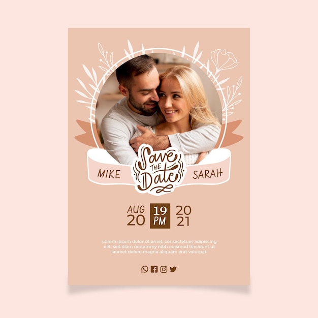 wedding invitation template with photo