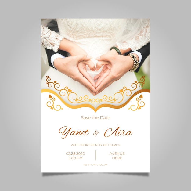 Vector wedding invitation template with pic