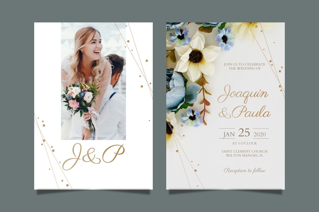 Wedding invitation template with picture