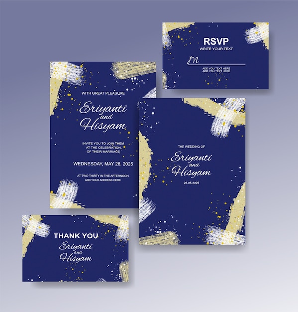 Vector wedding invitation template with watercolor background