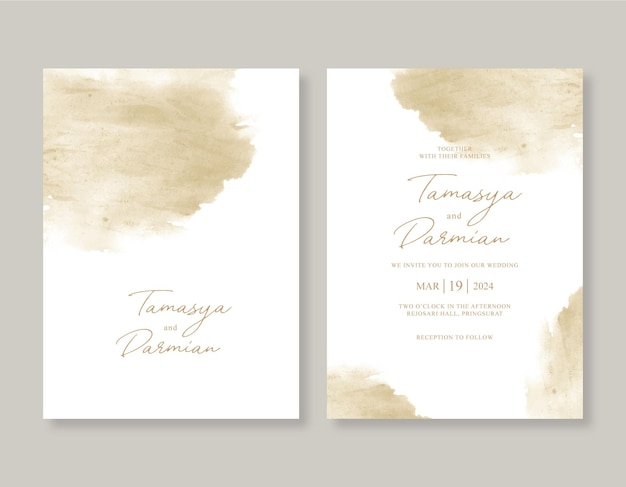 Wedding invitation template with watercolor background