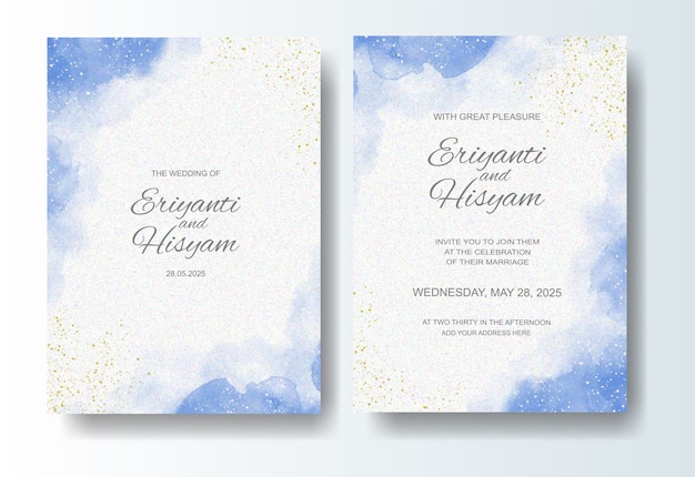 Vector wedding invitation template with watercolor   splash