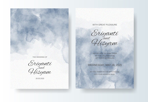 Wedding invitation template with watercolor  splash