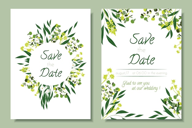 Wedding invitation templates rustic collection with eucalyptus