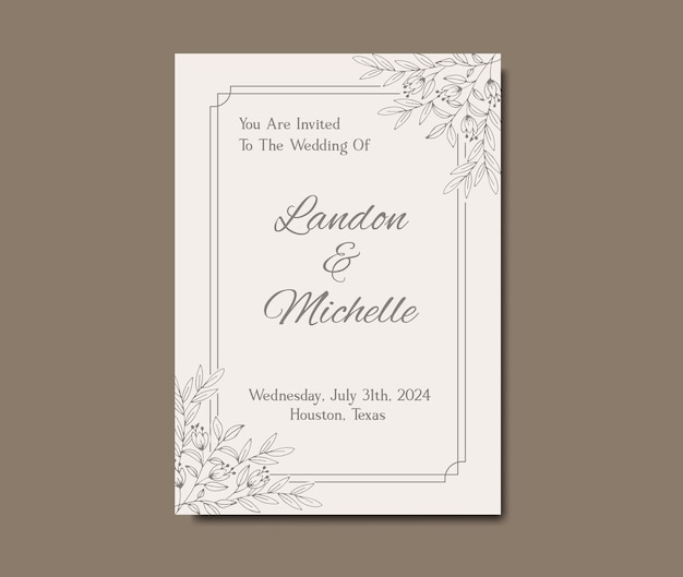 Wedding Invitation Templates with Floral Art