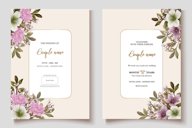 Wedding invitation templates with white flowers