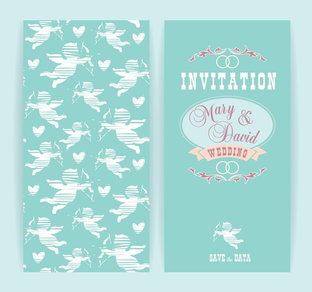 Vector wedding invitation. vector illustration.