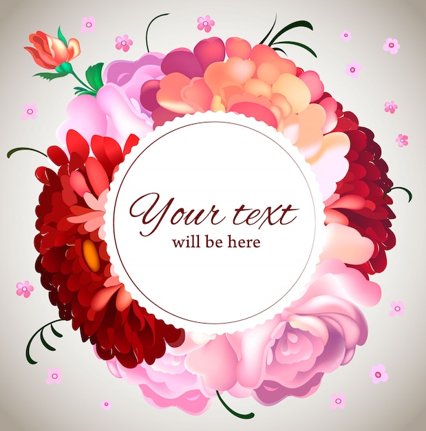 Приглашение на свадьбу. Винтажная открытка с садовыми цветами.