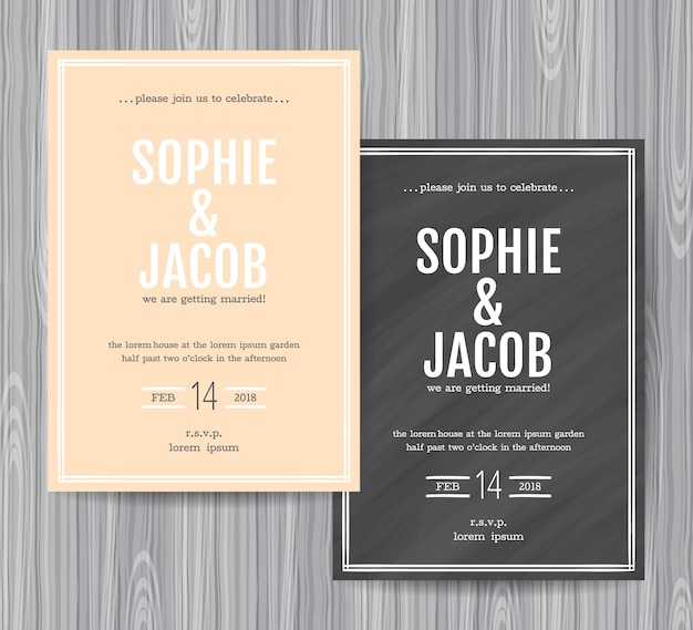 Vector wedding invitation vintage card.