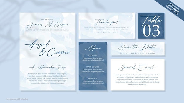 Wedding invitation watercolor cards template designs