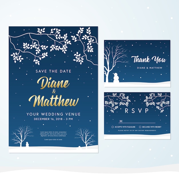 Wedding invitation winter theme