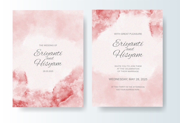 Wedding invitation with abstract splash watercolor