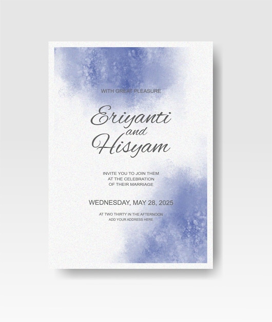 Wedding invitation with abstract splash watercolor