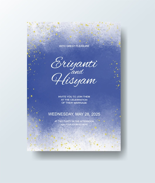 Vector wedding invitation with abstract splash watercolor