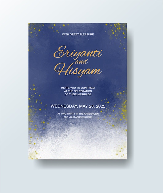 Wedding invitation with abstract splash watercolor