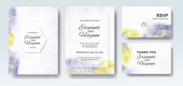 Wedding invitation with abstract splash watercolor