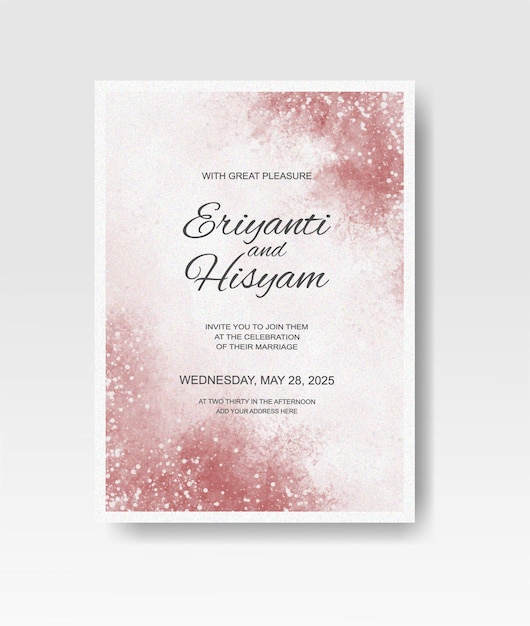 Vector wedding invitation with abstract splash watercolor